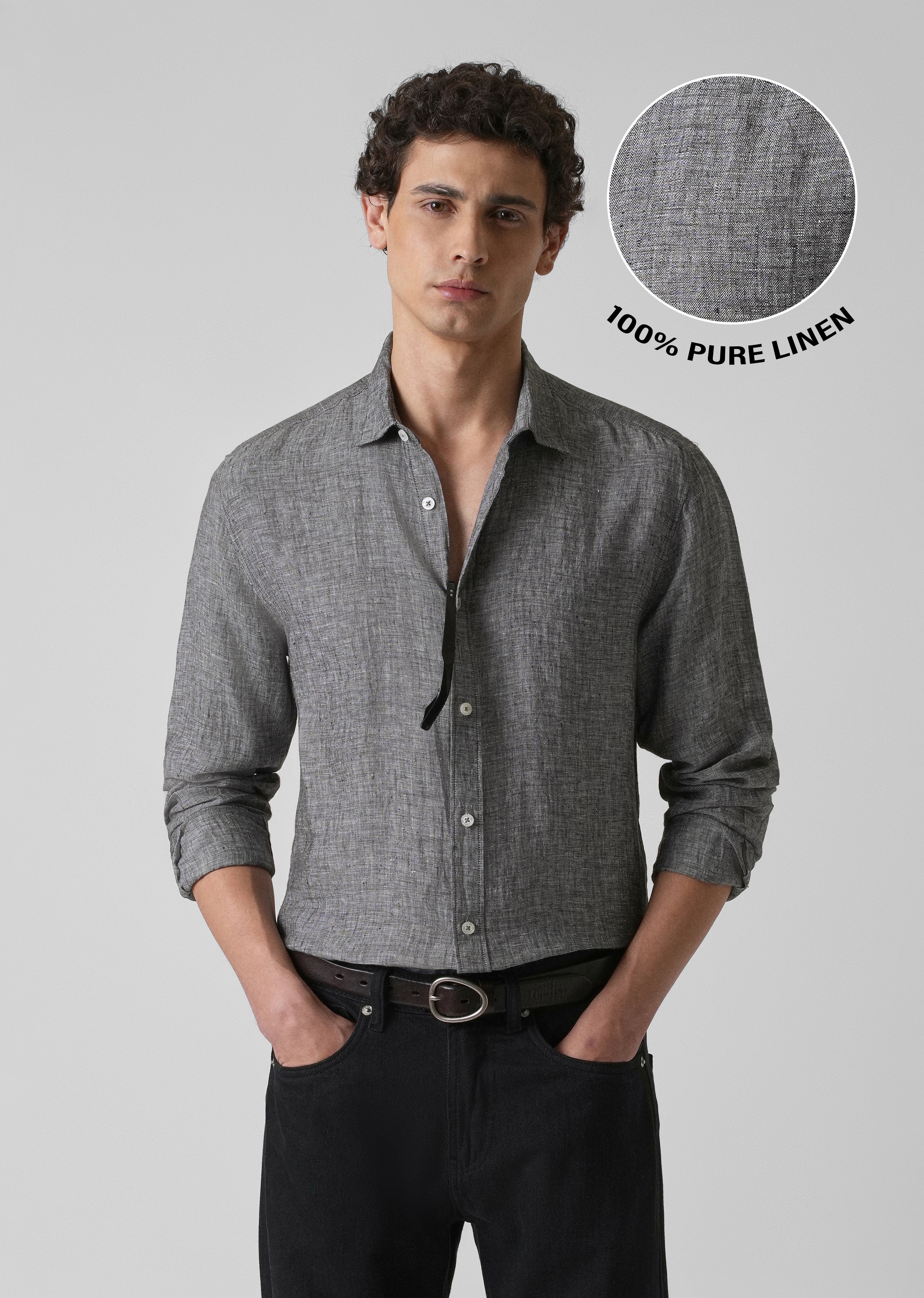 100% Pure Irish Mist Grey Linen Shirt