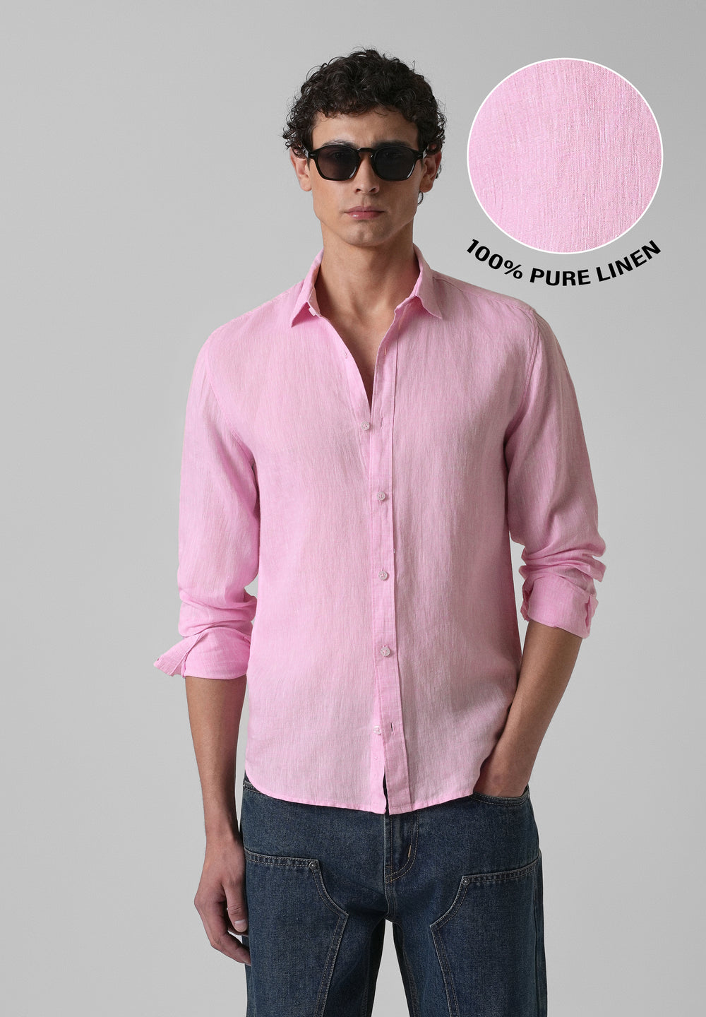 100% Pure Irish Pale Pink Linen Shirt