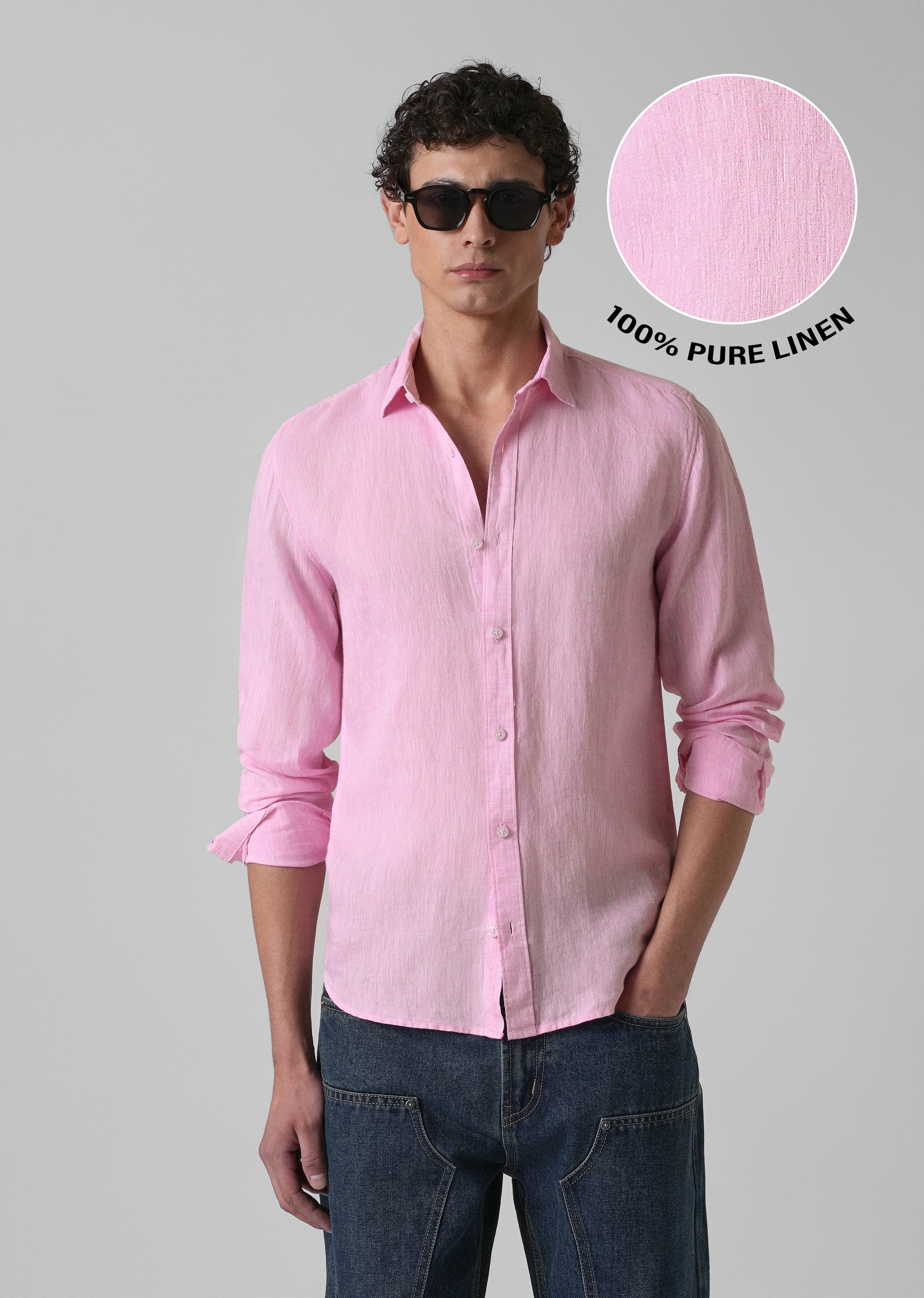 100% Pure Irish Pale Pink Linen Shirt