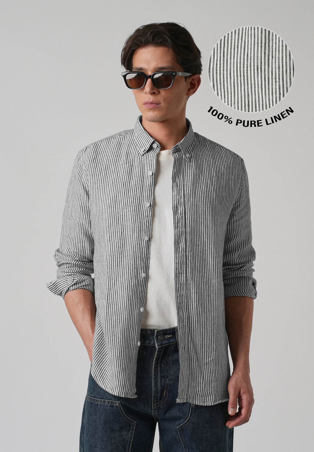 100% Pure Irish Pin Stripe Linen Shirt