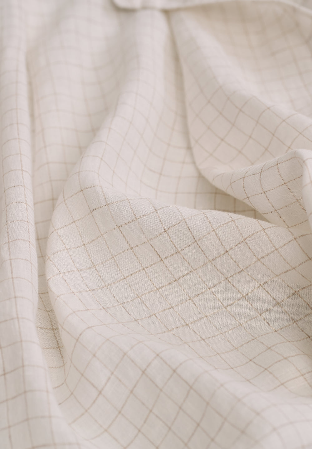100% Pure Linen Off-White Check Shirt