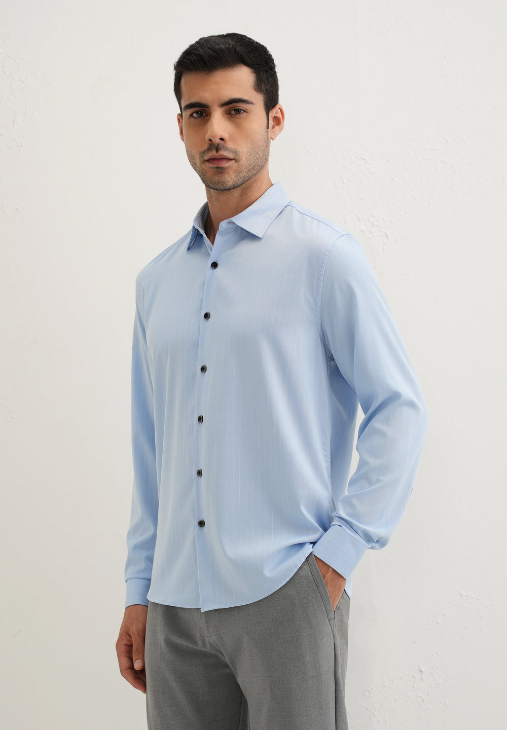 Light Blue Pin Striped Wrinkle Free Shirt