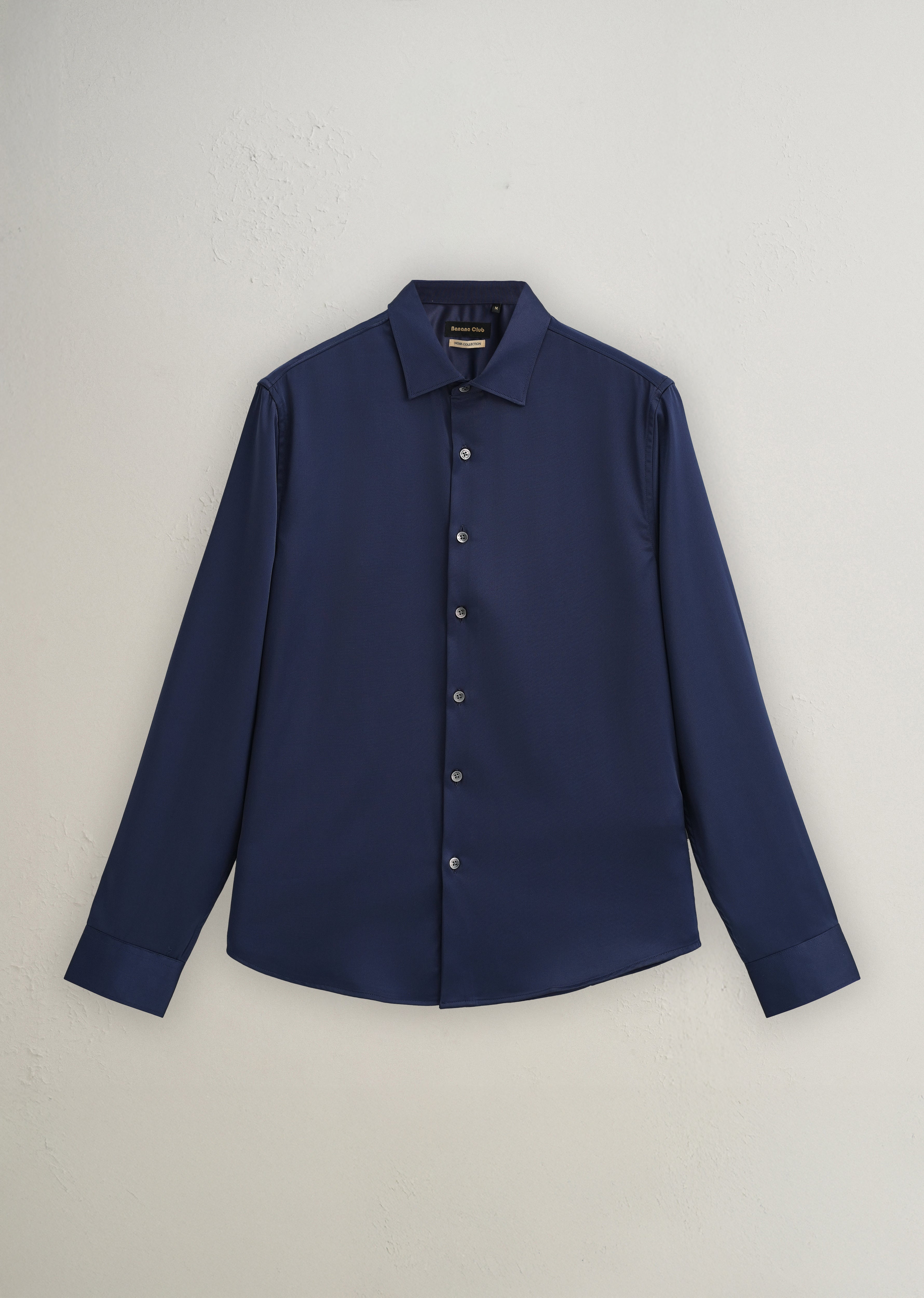 Navy Blue Premium Satin-Finish Plain Shirt