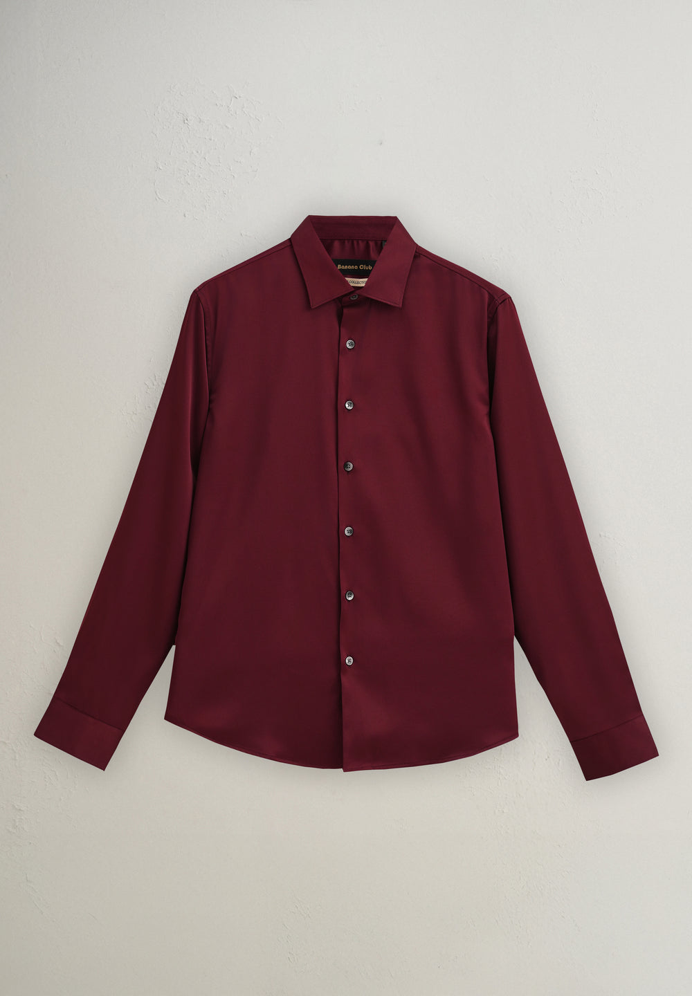 Maroon Satin-Finish Plain Shirt