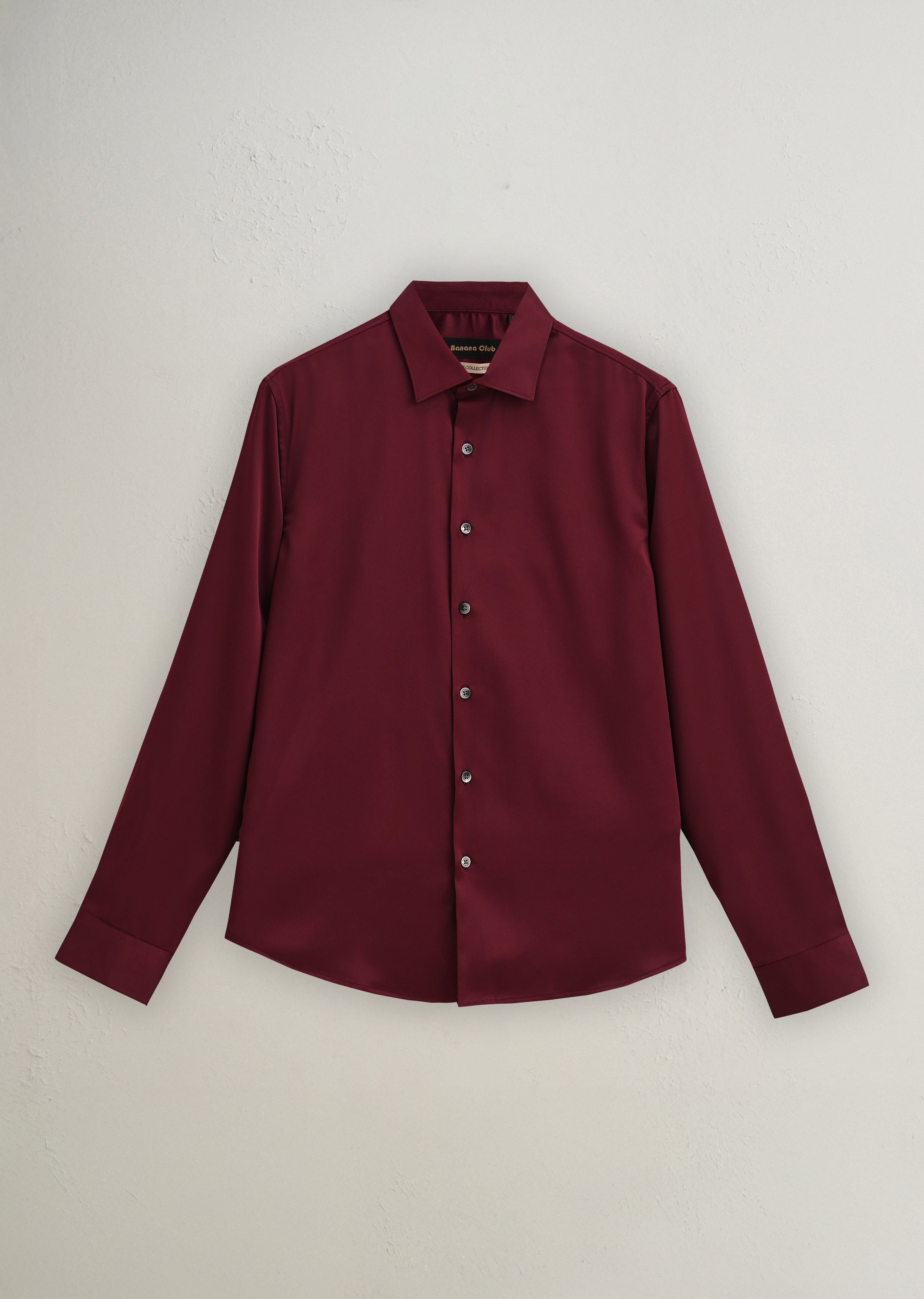 Maroon Premium Satin-Finish Plain Shirt