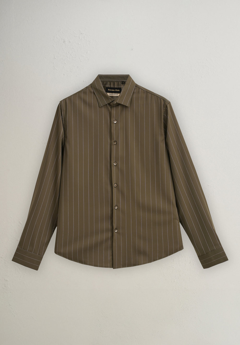 Olive Green Vertical Stripe Shirt