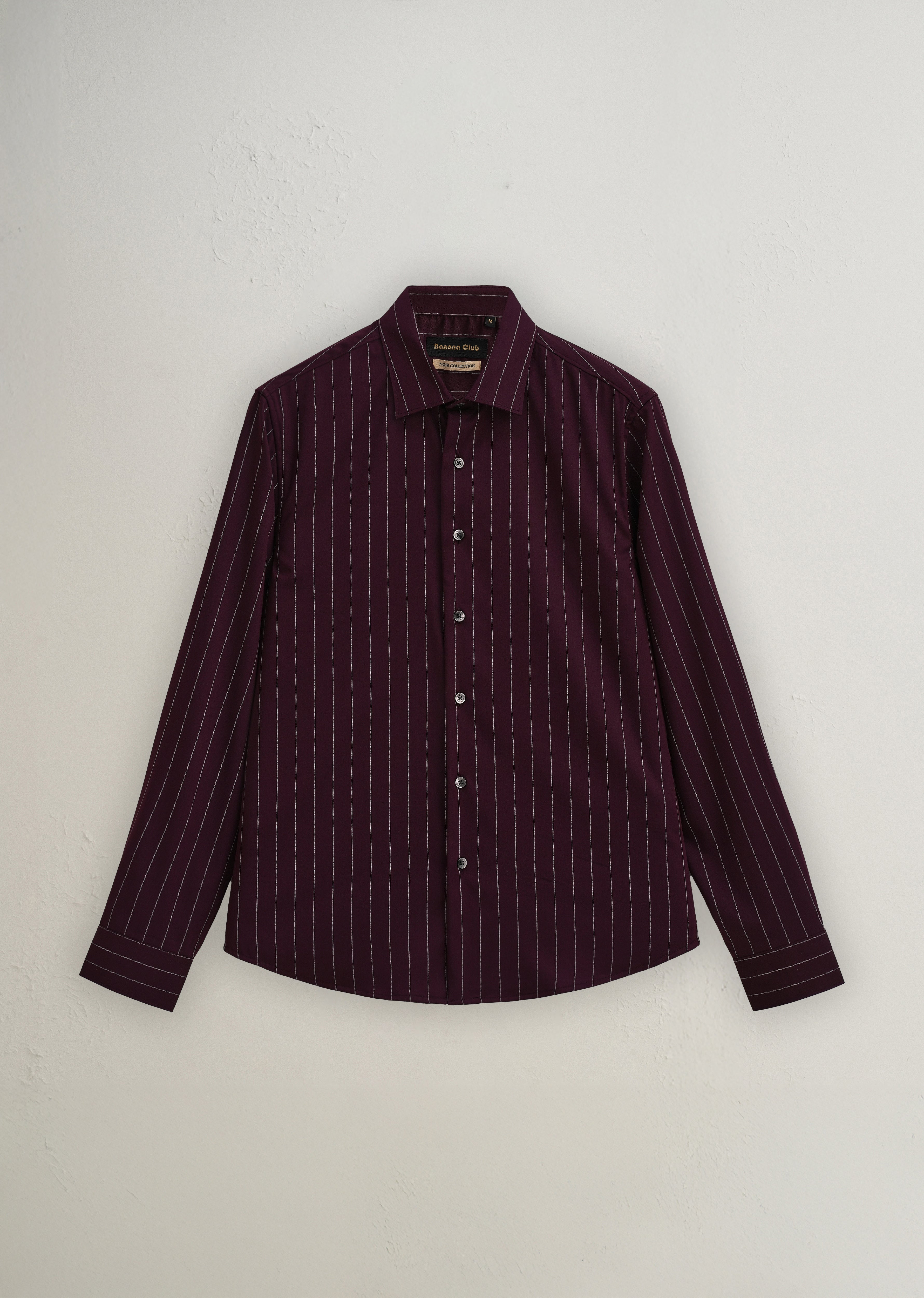 Wine Vertical Stripe Shirt