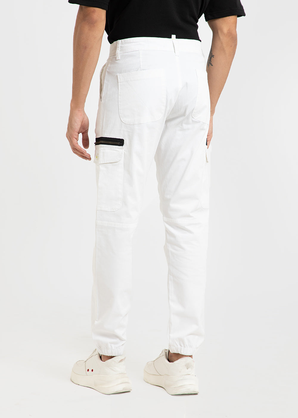 White Elasticated Cargo Pant