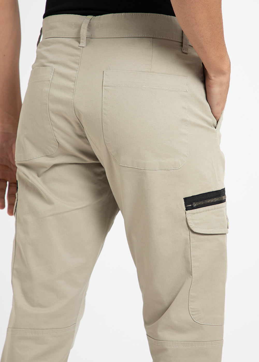 Oyster Beige Elasticated Cargo Pant