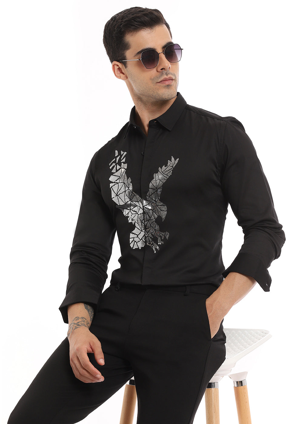 Black Soar Eagle Sequenced Shirt