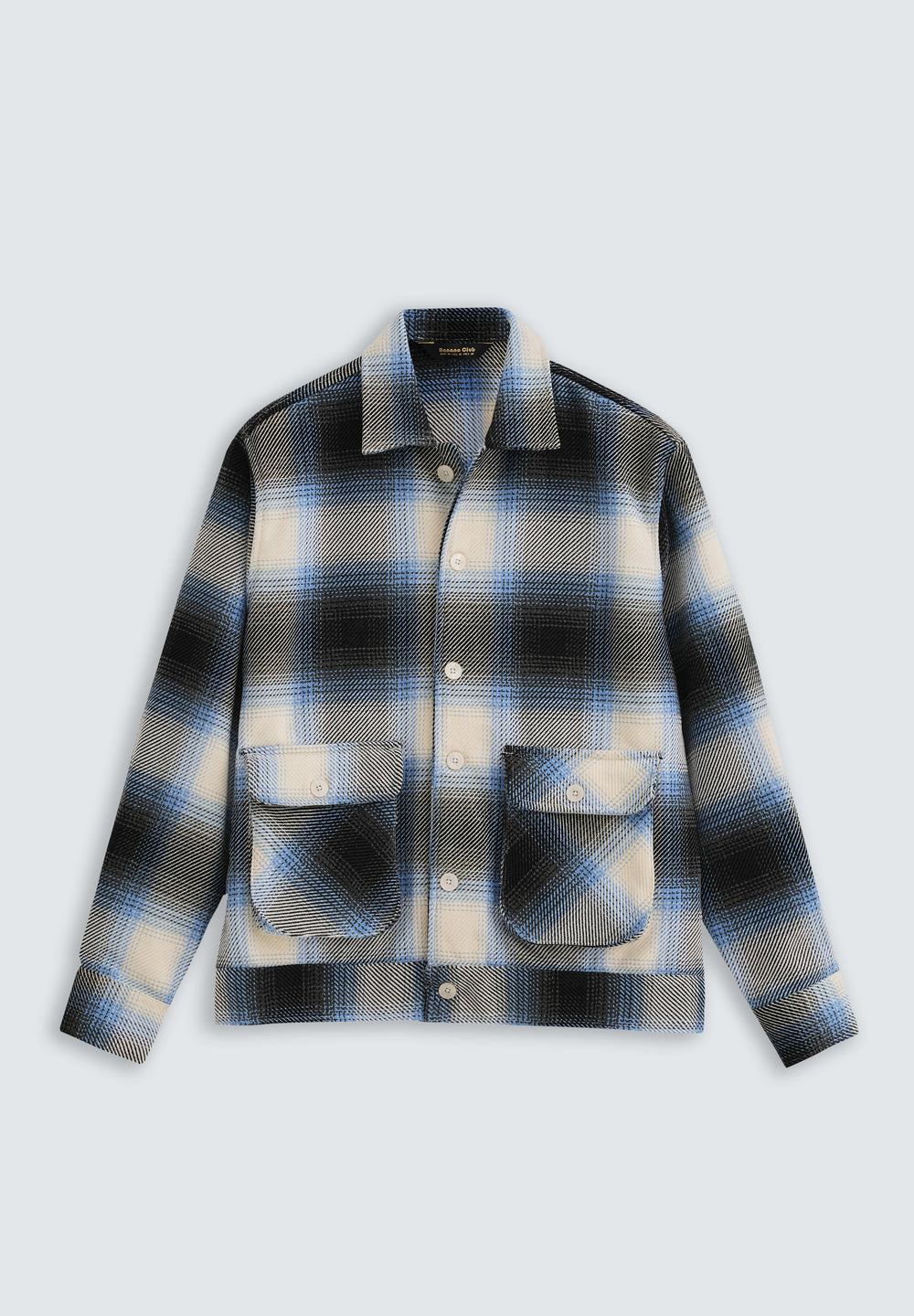 Blue Brushed Check Utility Shacket