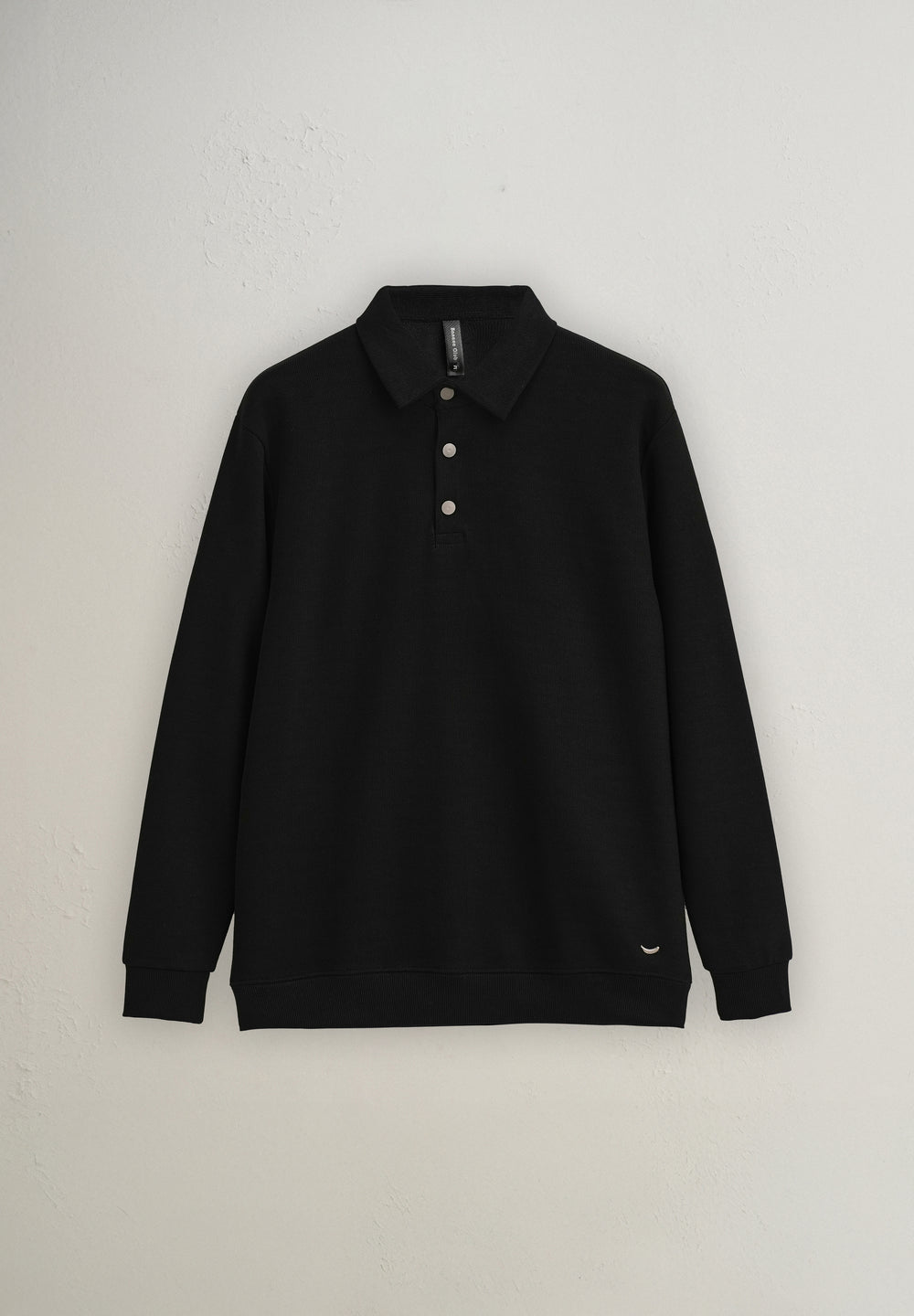Black Knitted Polo Sweatshirt