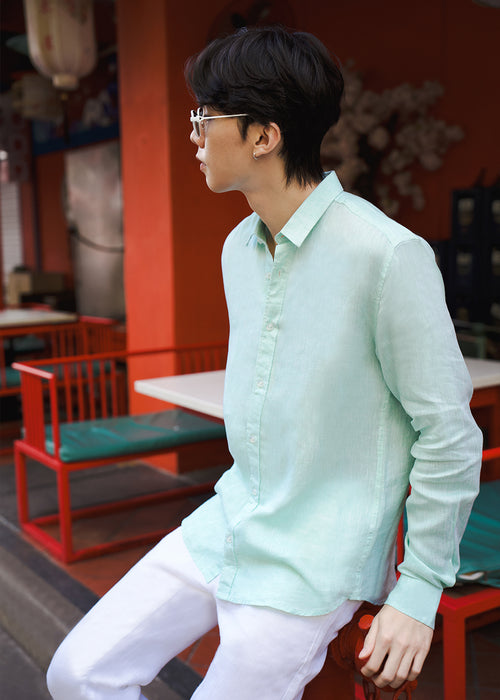 Mint Green Pure Irish Linen Shirt