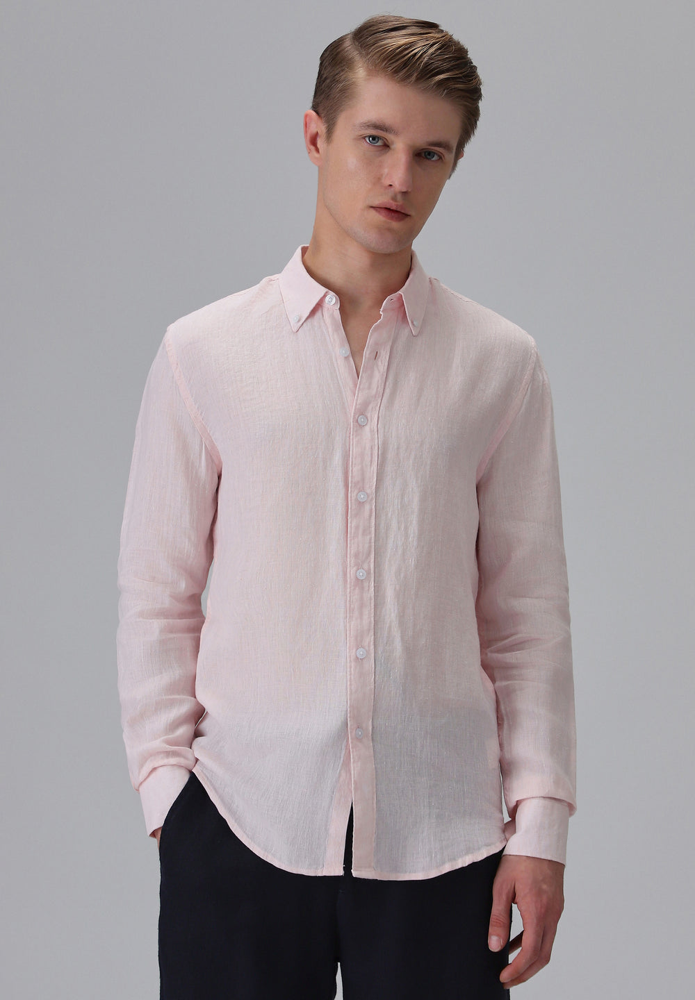 100% Pure Irish Pastel Pink Linen Shirt