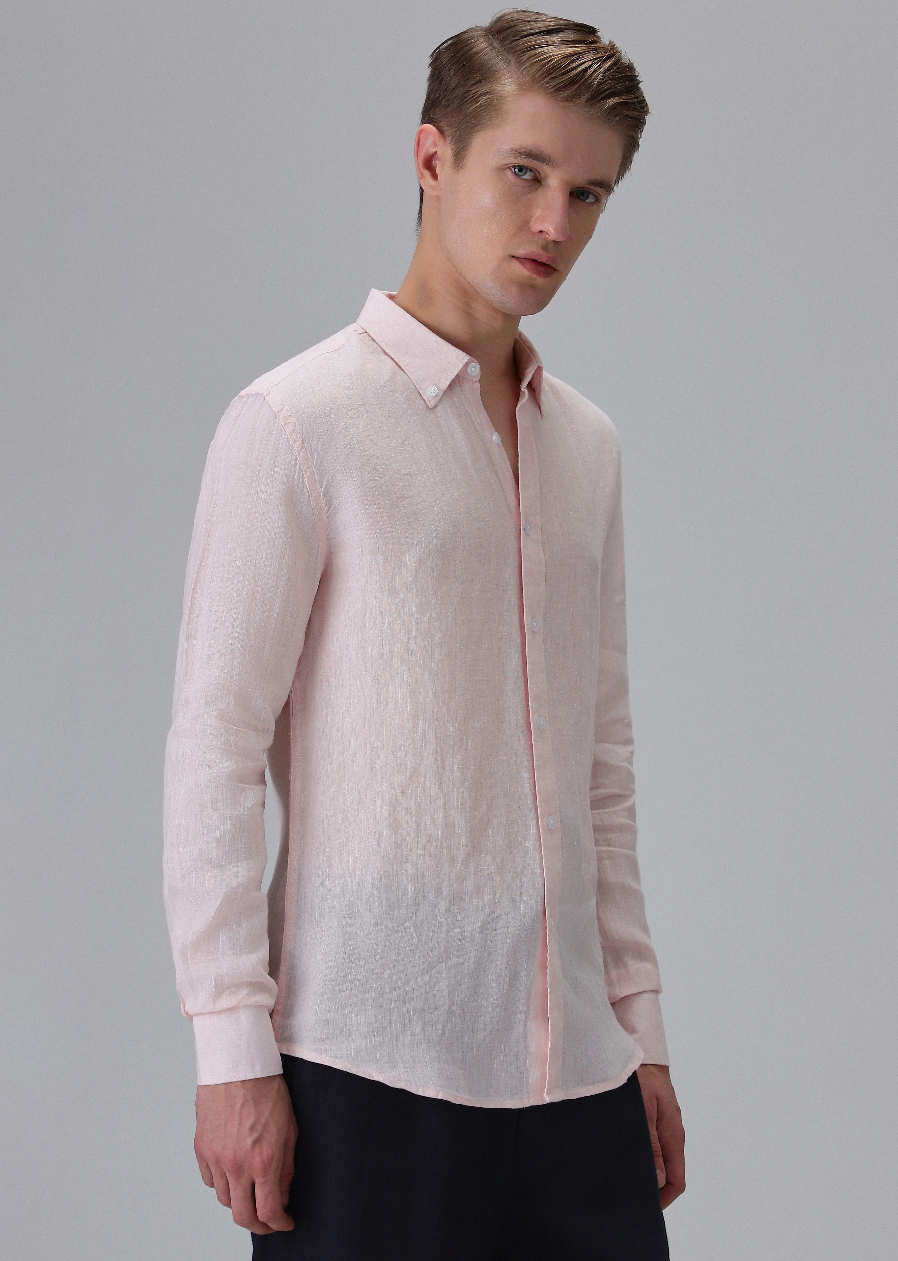 Pastel Pink Pure Irish Linen Shirt