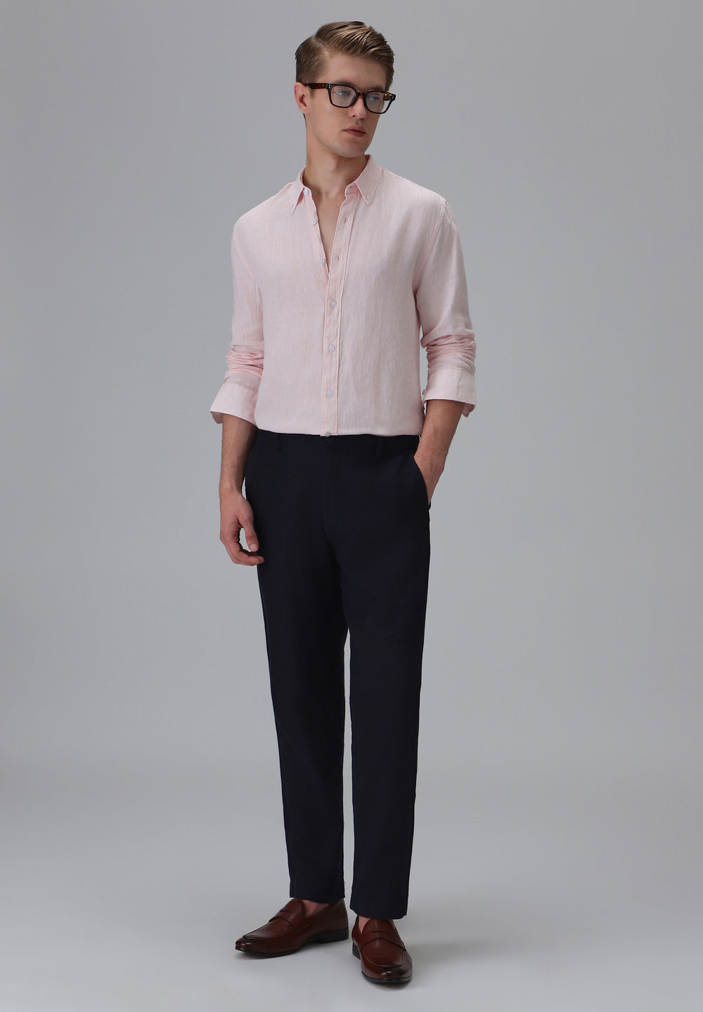 100% Pure Irish Pastel Pink Linen Shirt