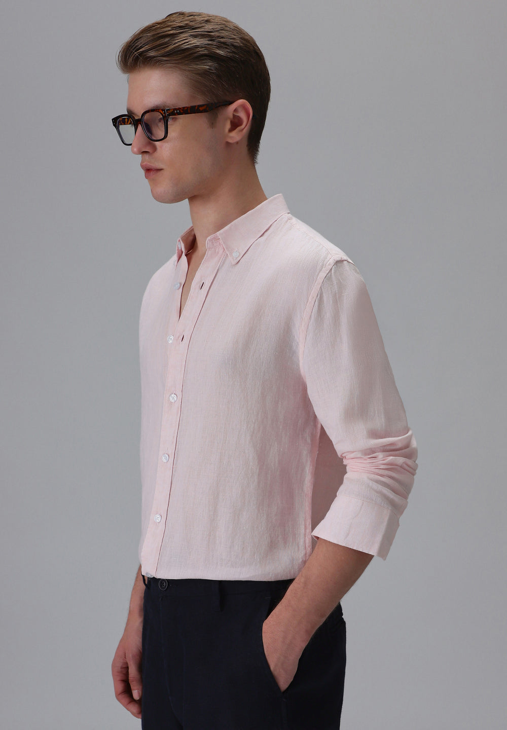 100% Pure Irish Pastel Pink Linen Shirt