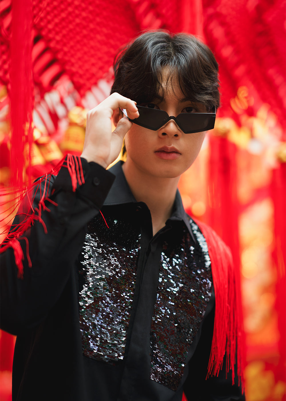 Sequin Debonair Designer Black Shirt