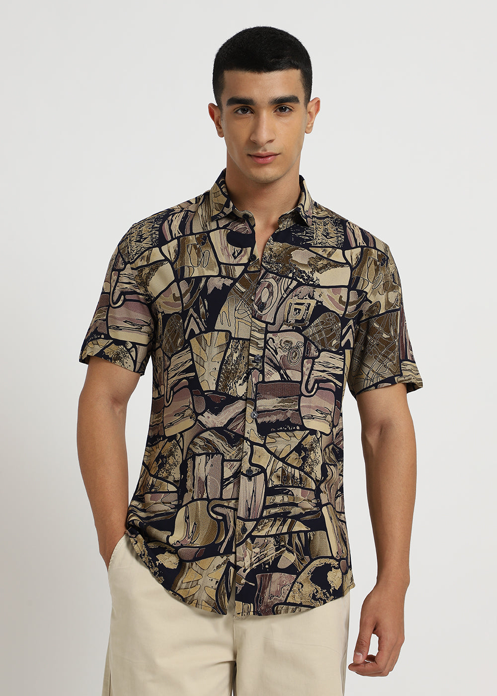 Abstract Mosaic Feather shirt