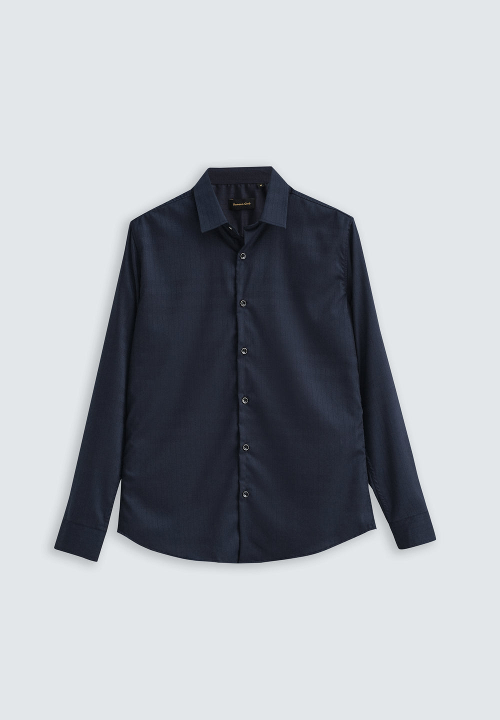 Navy Blue Self Striped Plain Shirt