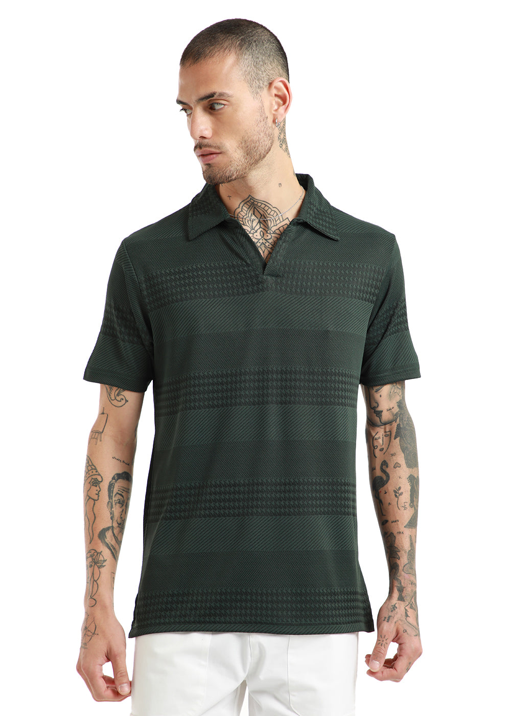 Jacquard Olive Polo Tshirt