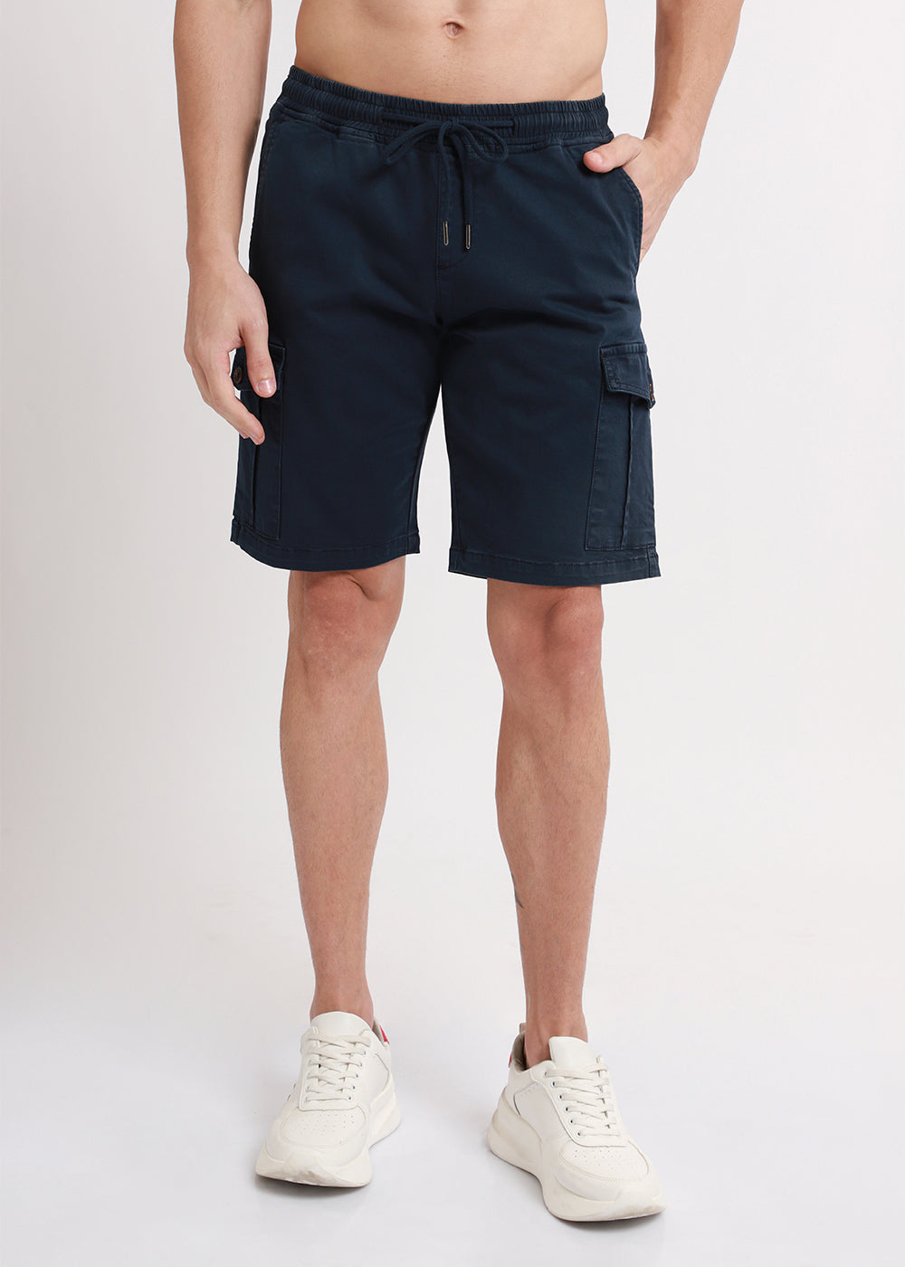 Navy Blue Cotton Cargo Shorts4