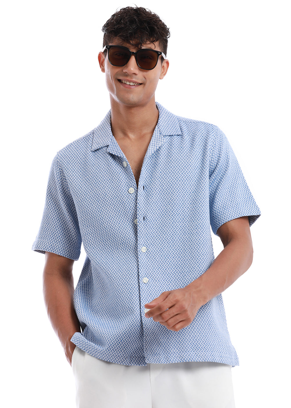 Azure Blue Zig Zag Shirt