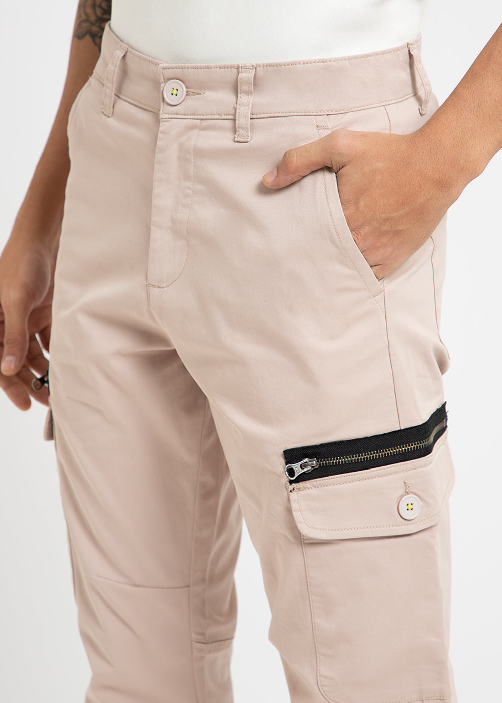Sand Pink Elasticated Cargo Pant