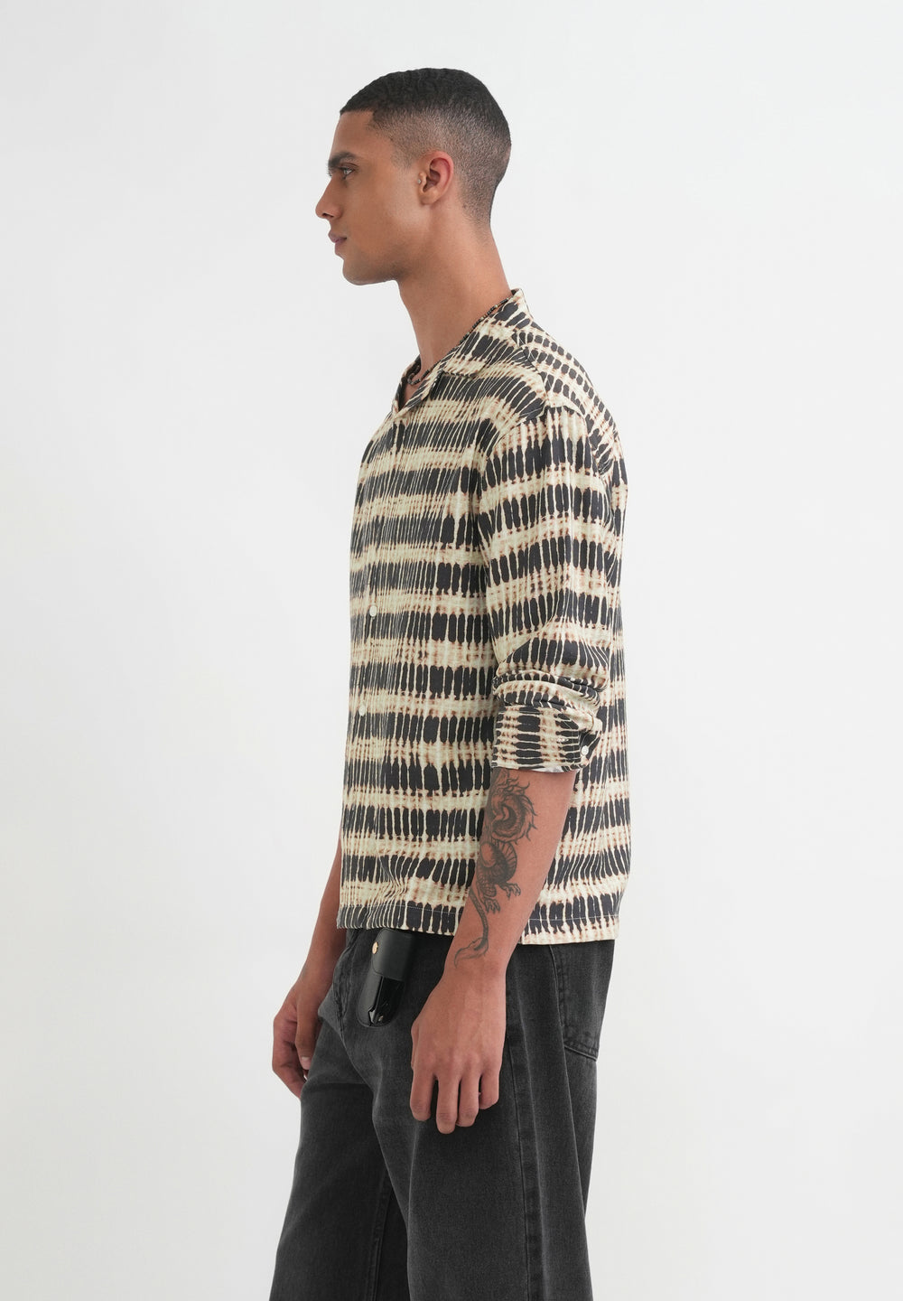 Beige Abstract Relaxed Fit Shirt