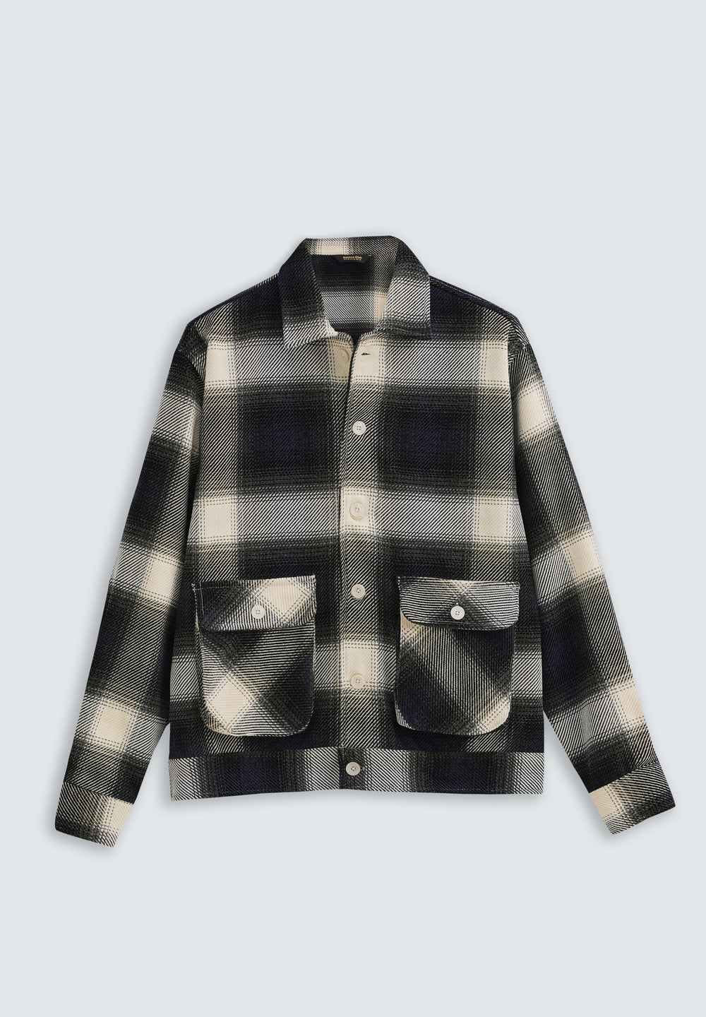 Black Brushed Check Utility Shacket