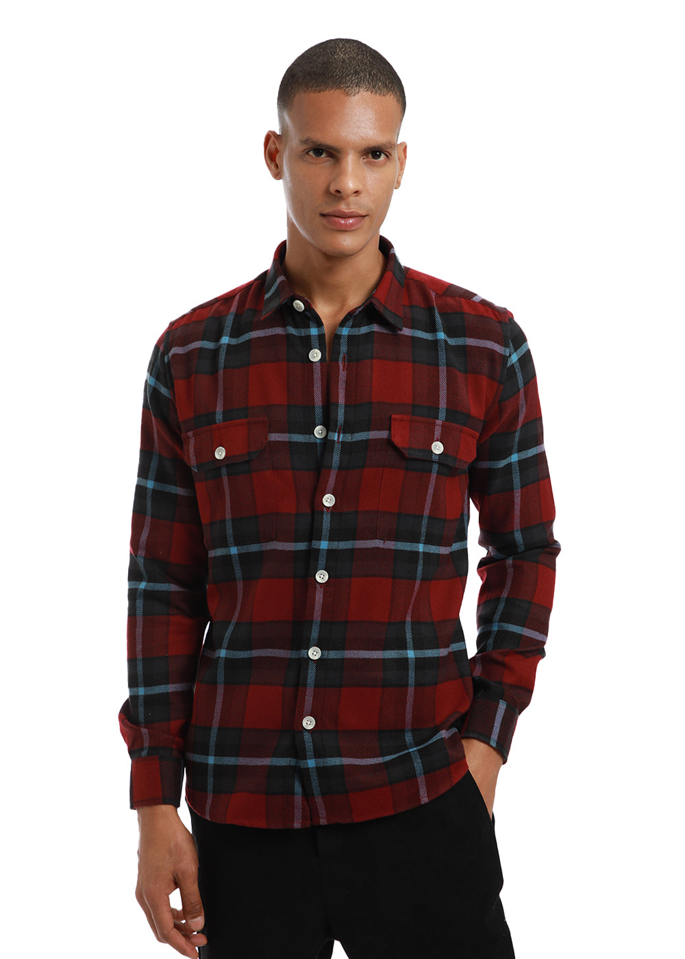 True red Brushed Cotton Check Shirt