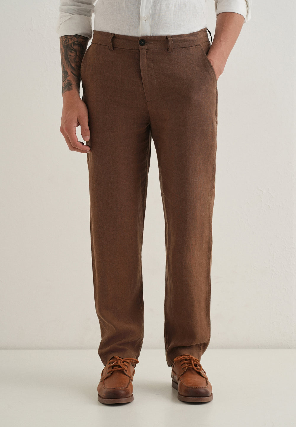 Chestnut Brown Linen Pant