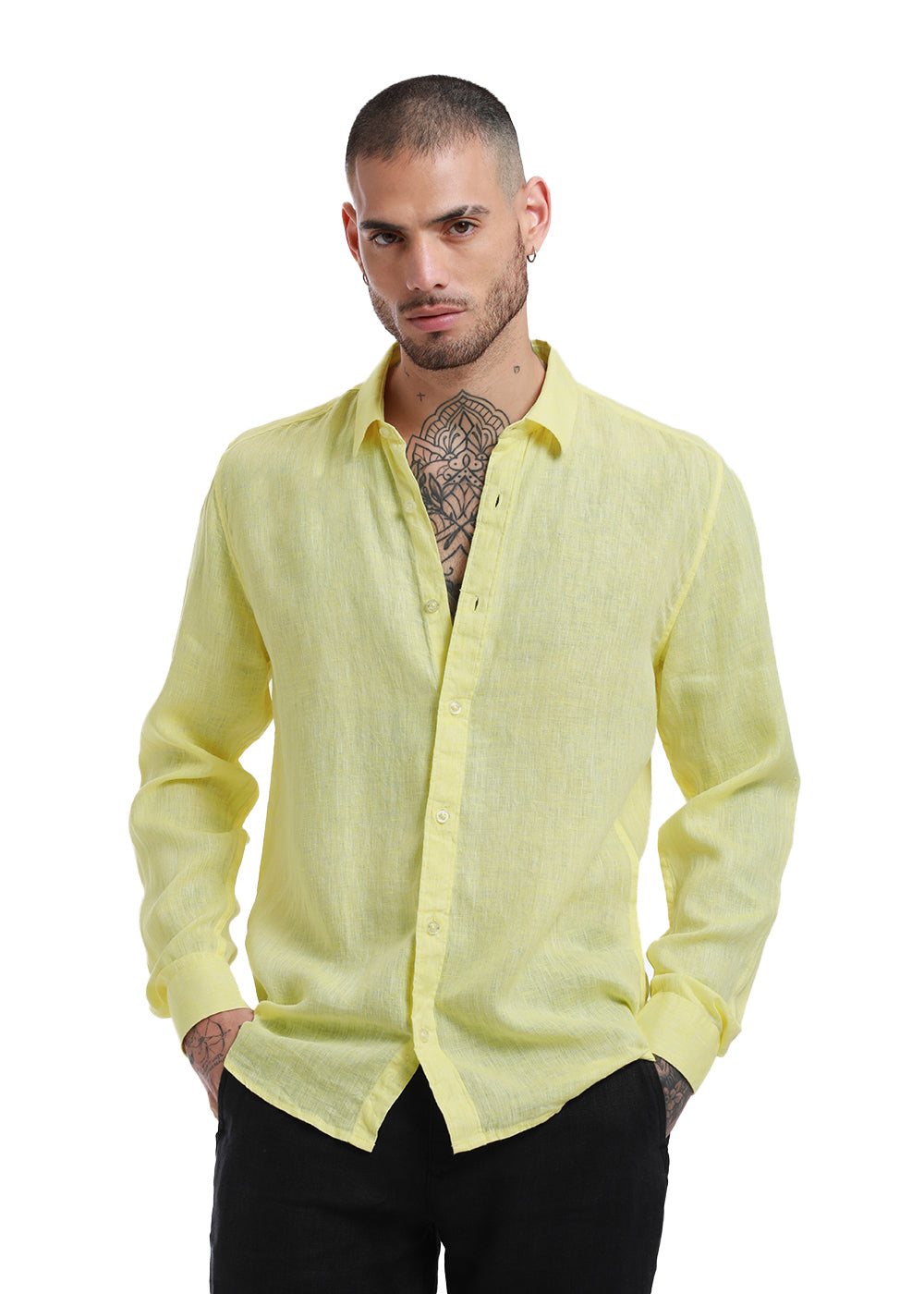 Lemon Yellow Pure Irish Linen Shirt