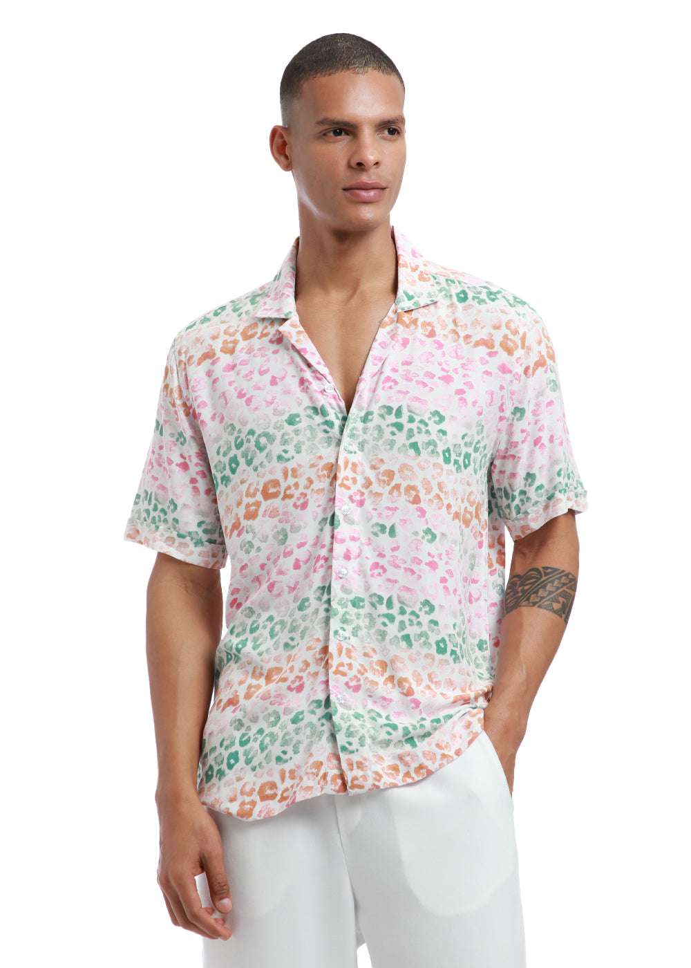 Multi coloured Panthera Print Half sleeve shirt