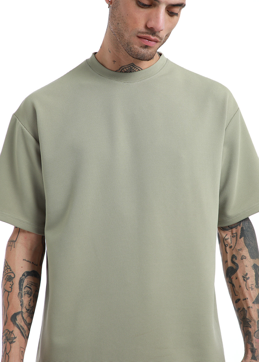 Oversized Pastel Green Textured T-shirt