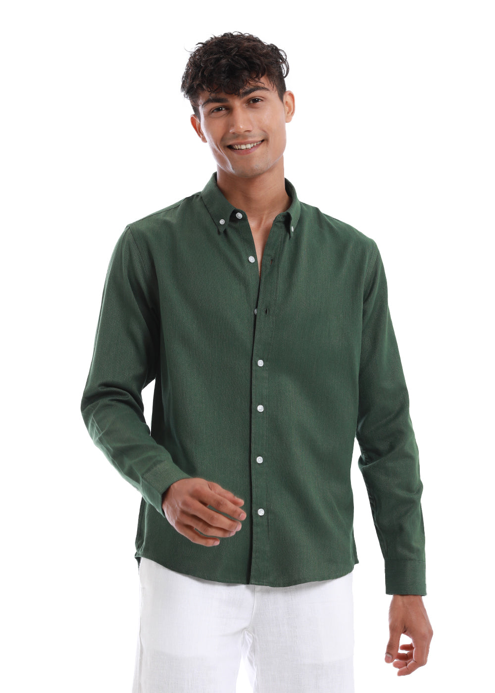 Full Sleeve Cilantro Green Blended Linen shirt