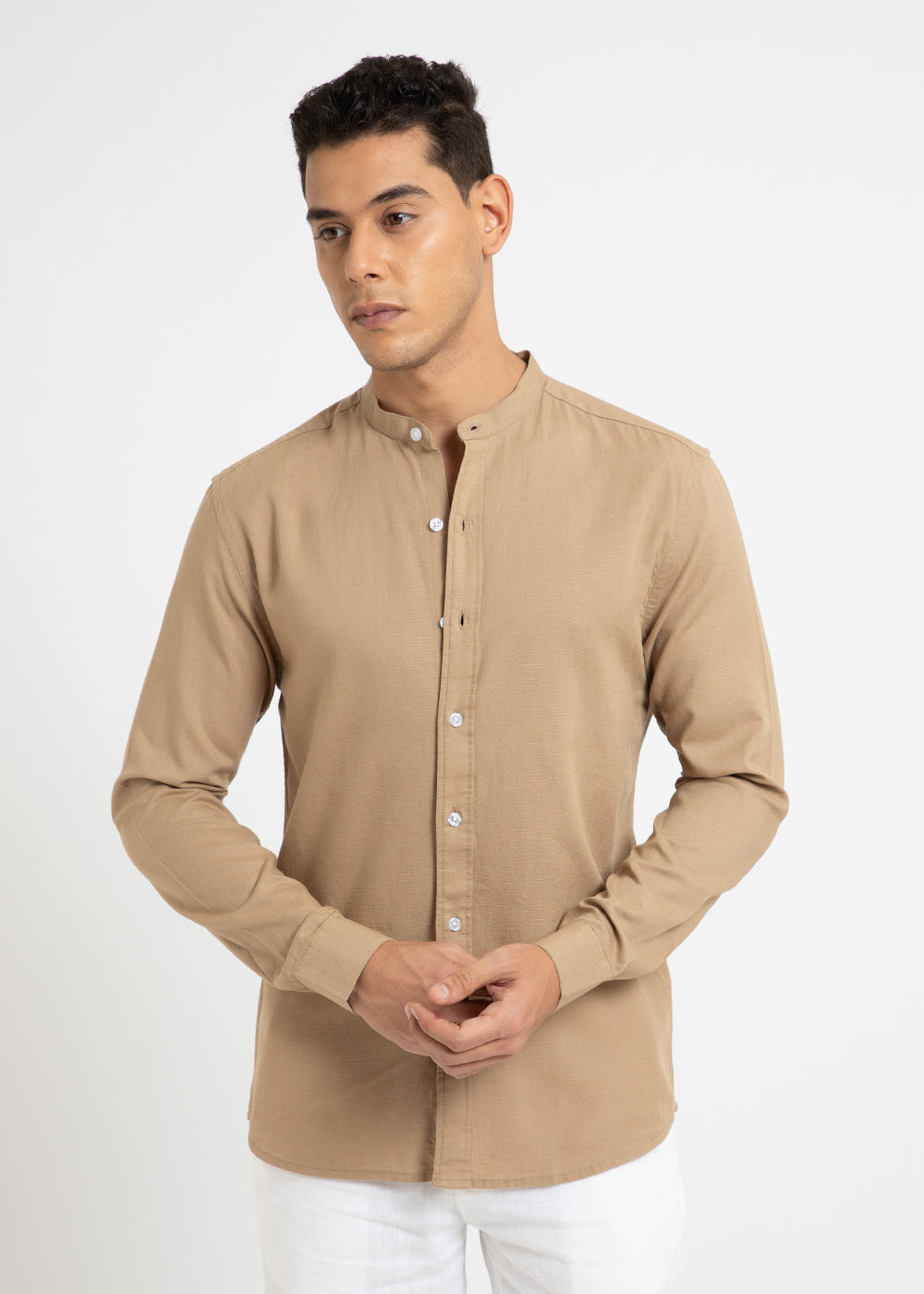 Aurora Beige Cotton Linen Shirt