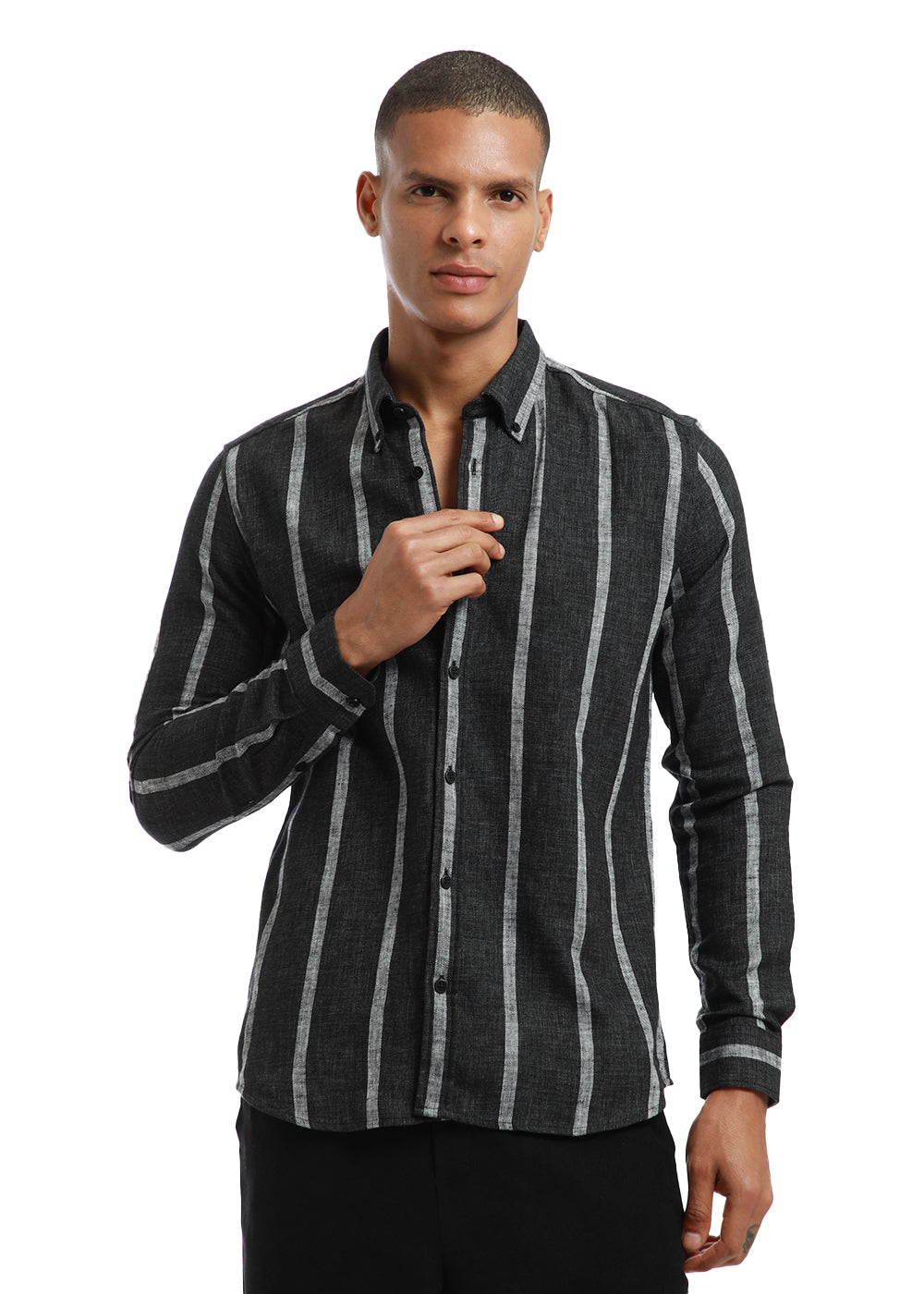 Melange Parallel Gray Stripe shirt