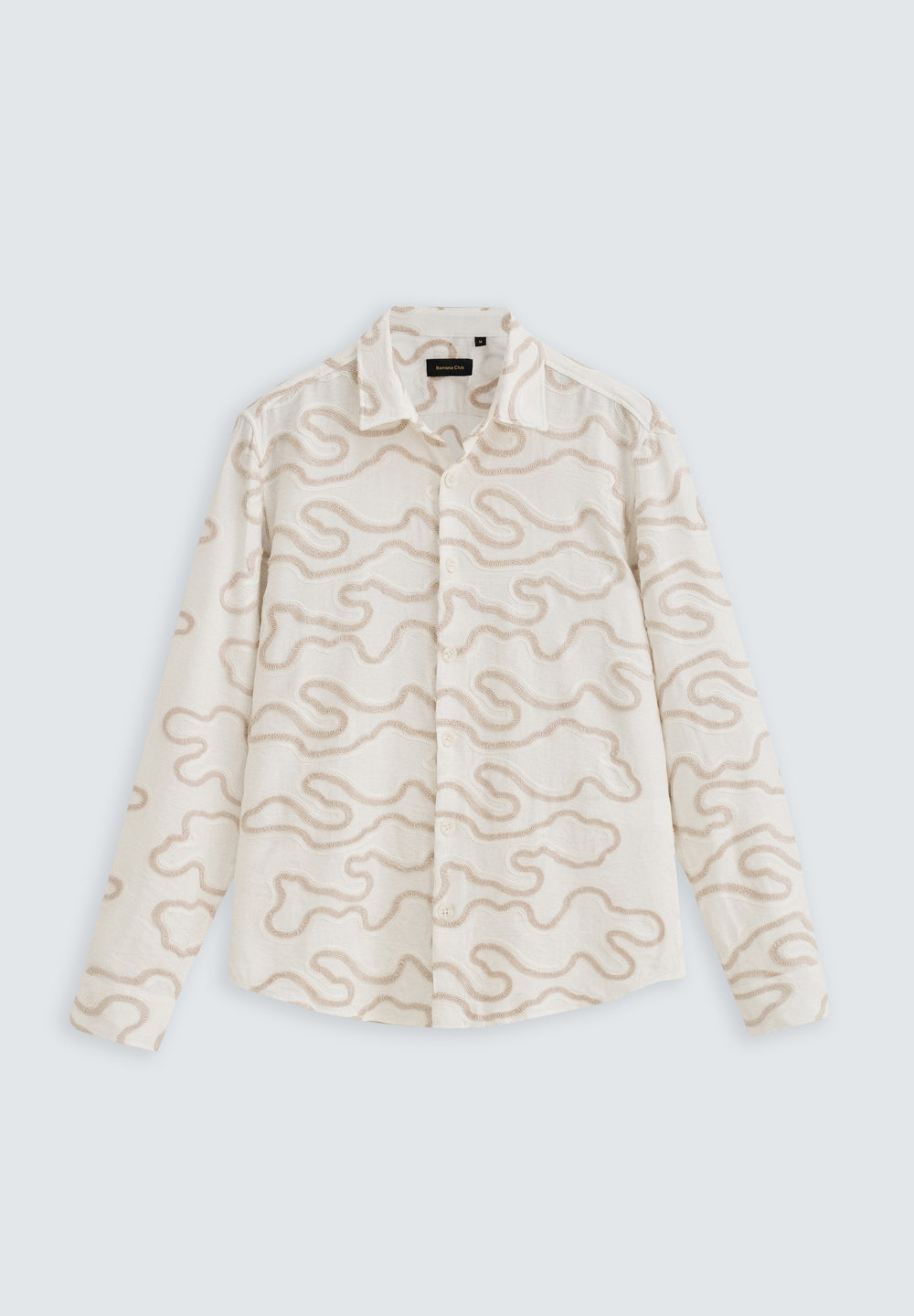 Beige Artistic Abstract Embroidery Shirt
