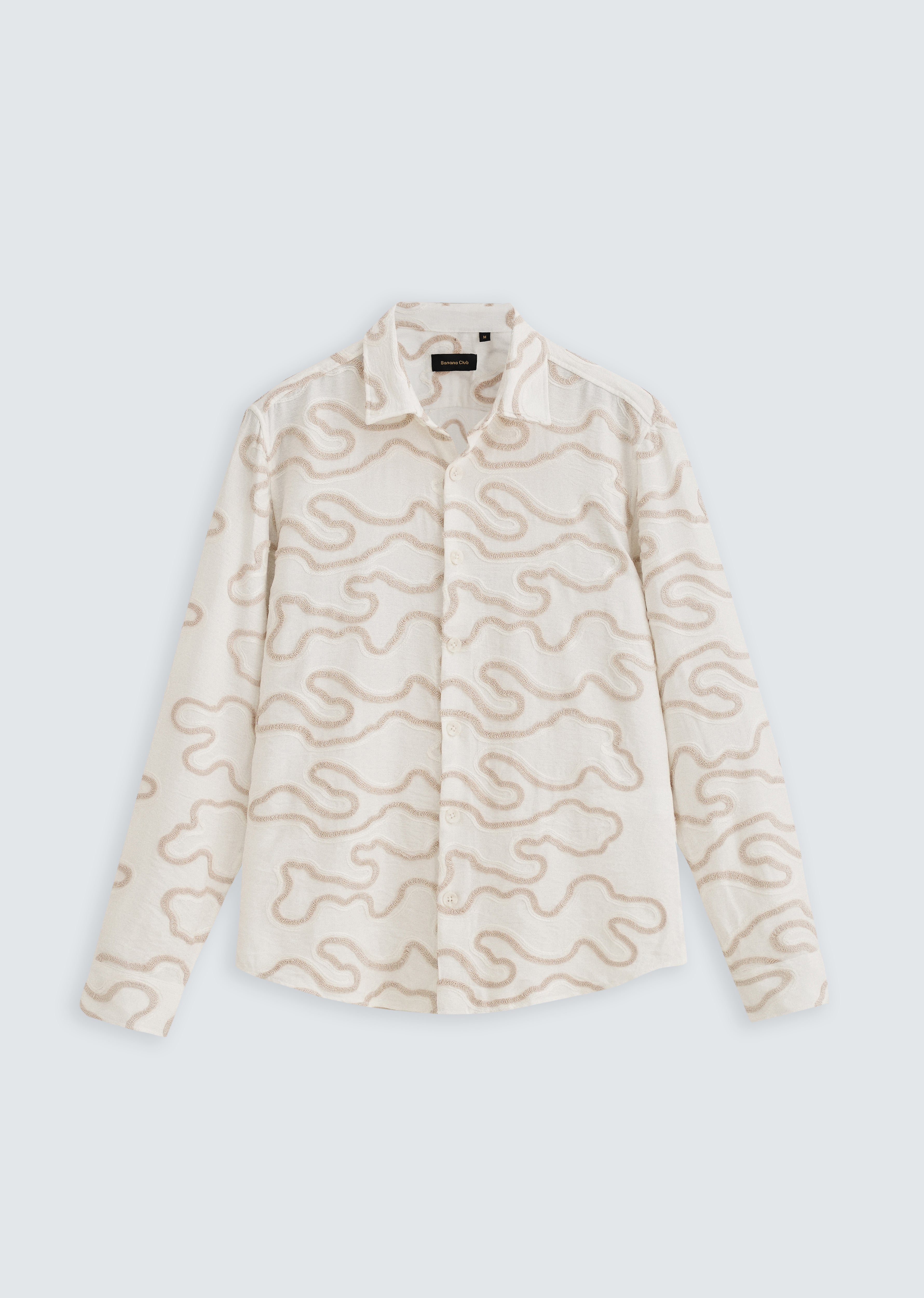 Beige Artistic Abstract Embroidery Shirt