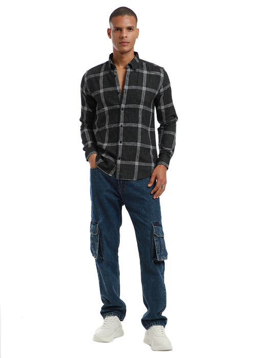 Melange Black Boxed Check Shirt