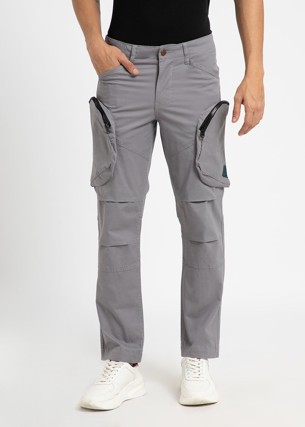 Oslo Gray Zipper Cargo Pant