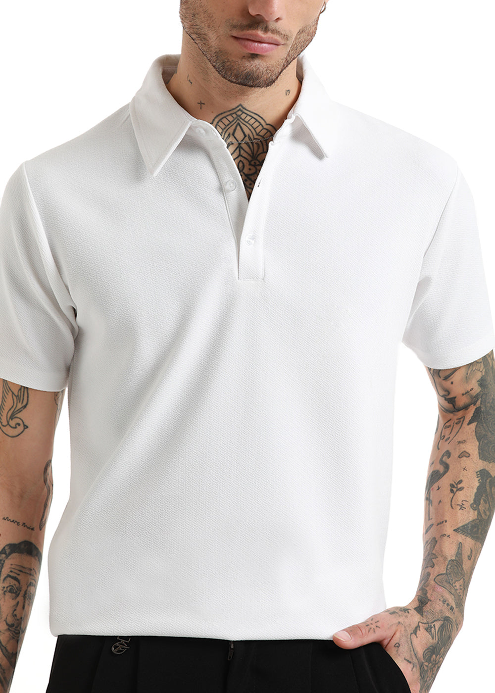 White classic textured Polo Tshirt