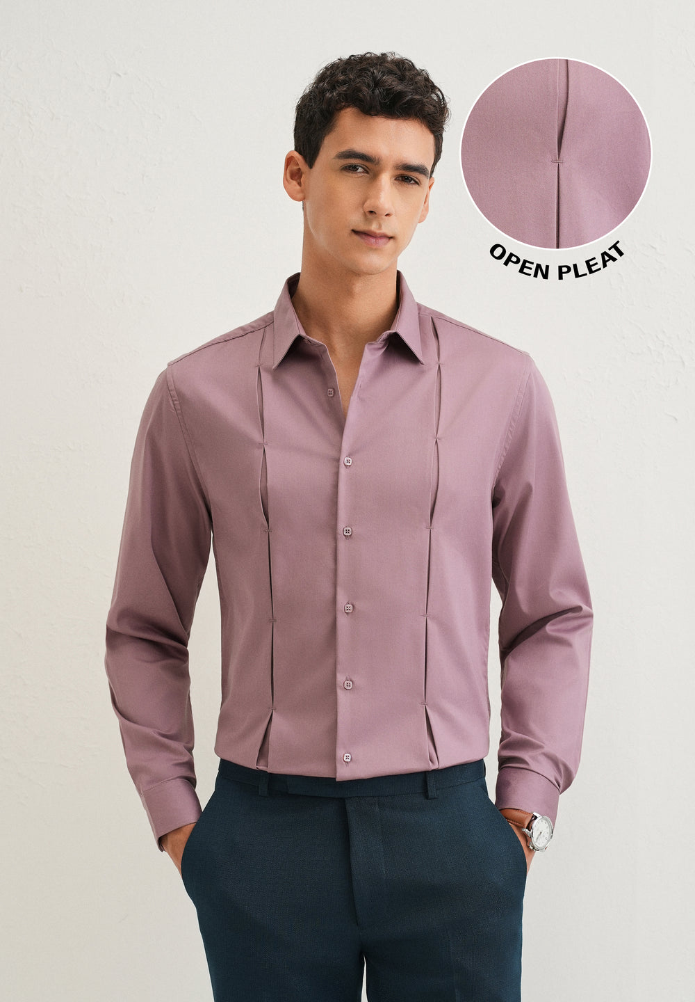Twilight Lavender Front Panel Open Pleat Shirt