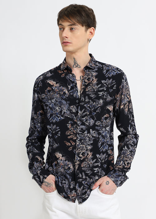 Lush Leafage Blue Feather Shirt