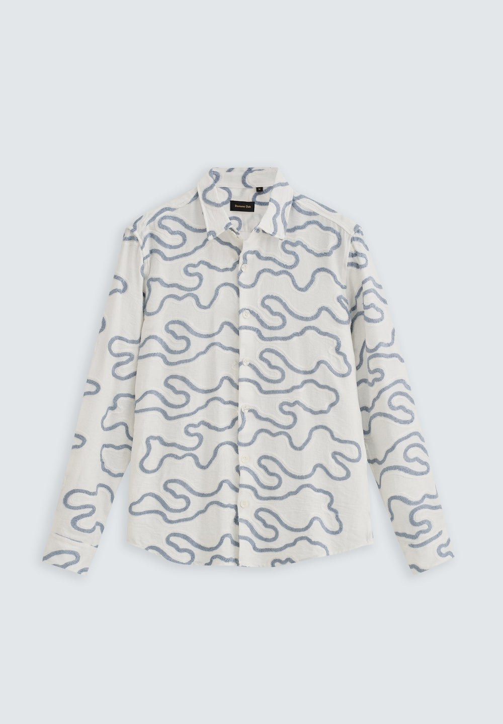 Blue Artistic Abstract Embroidery Shirt