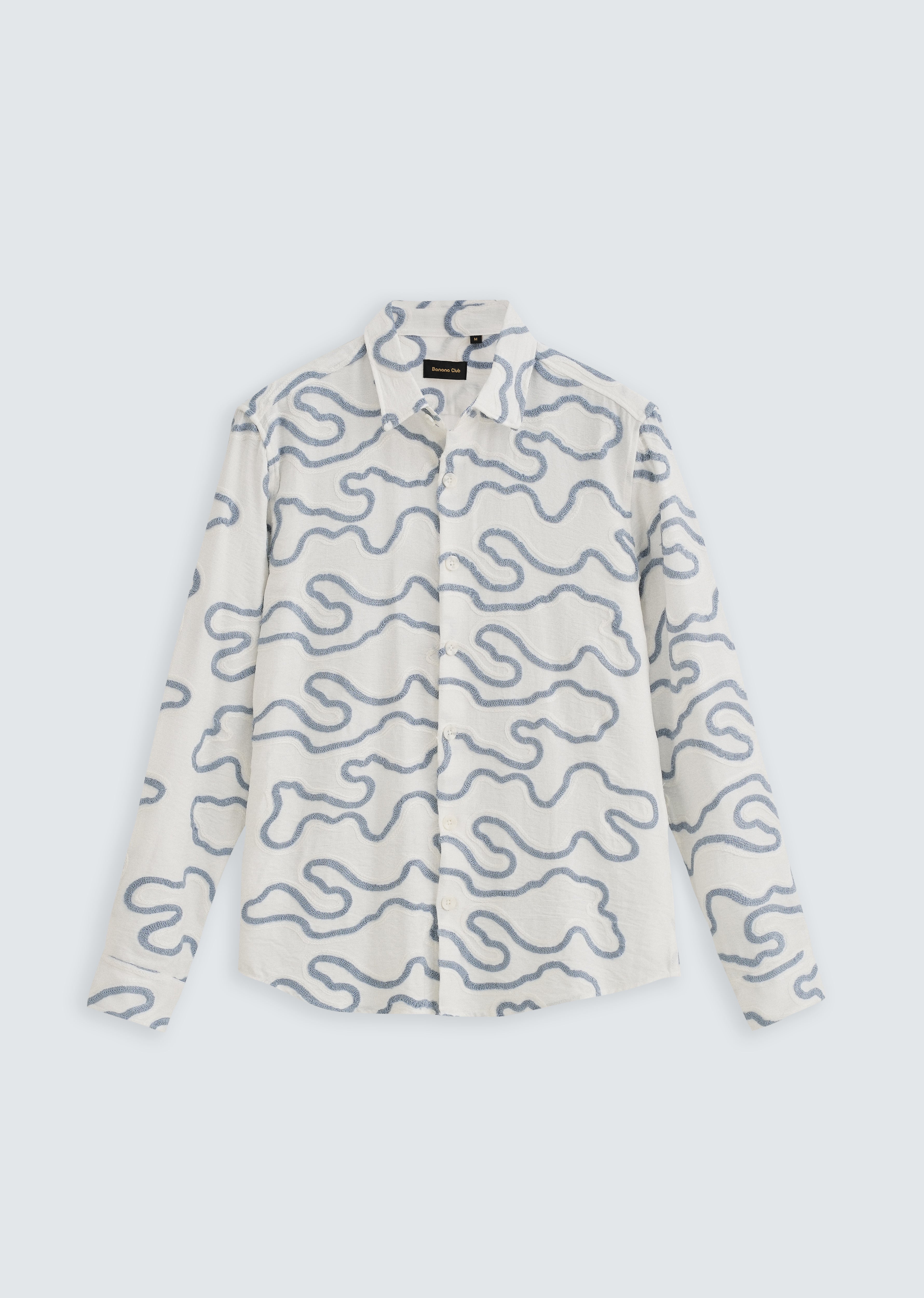 Blue Artistic Abstract Embroidery Shirt