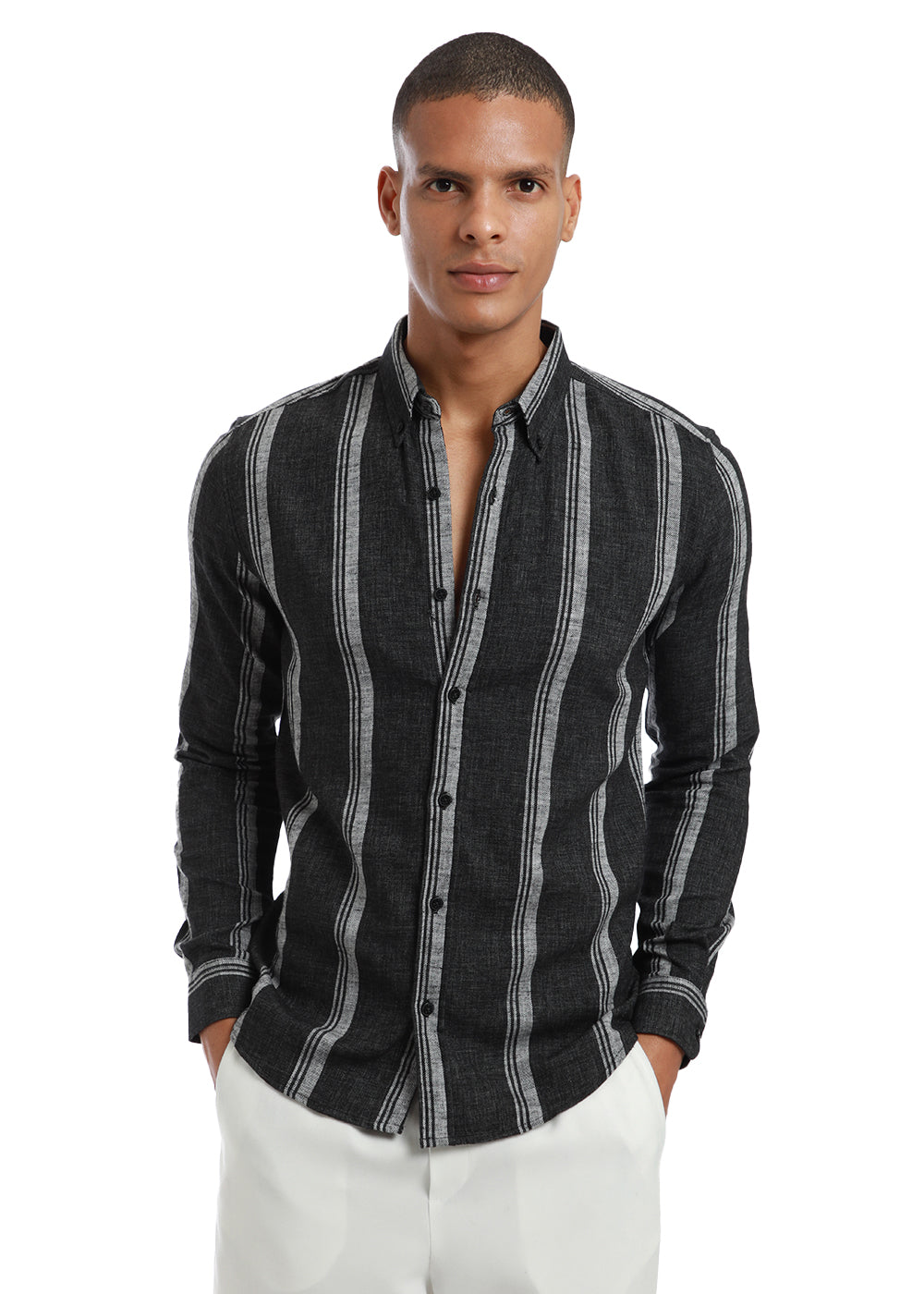 Melange Triadic Gray Stripe Shirt