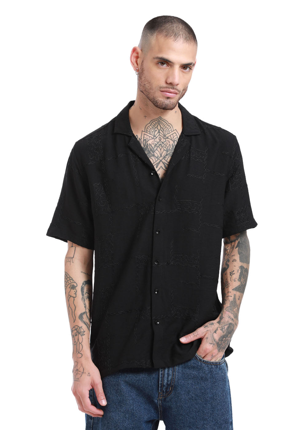 Carbon Black Embroidered Shirt