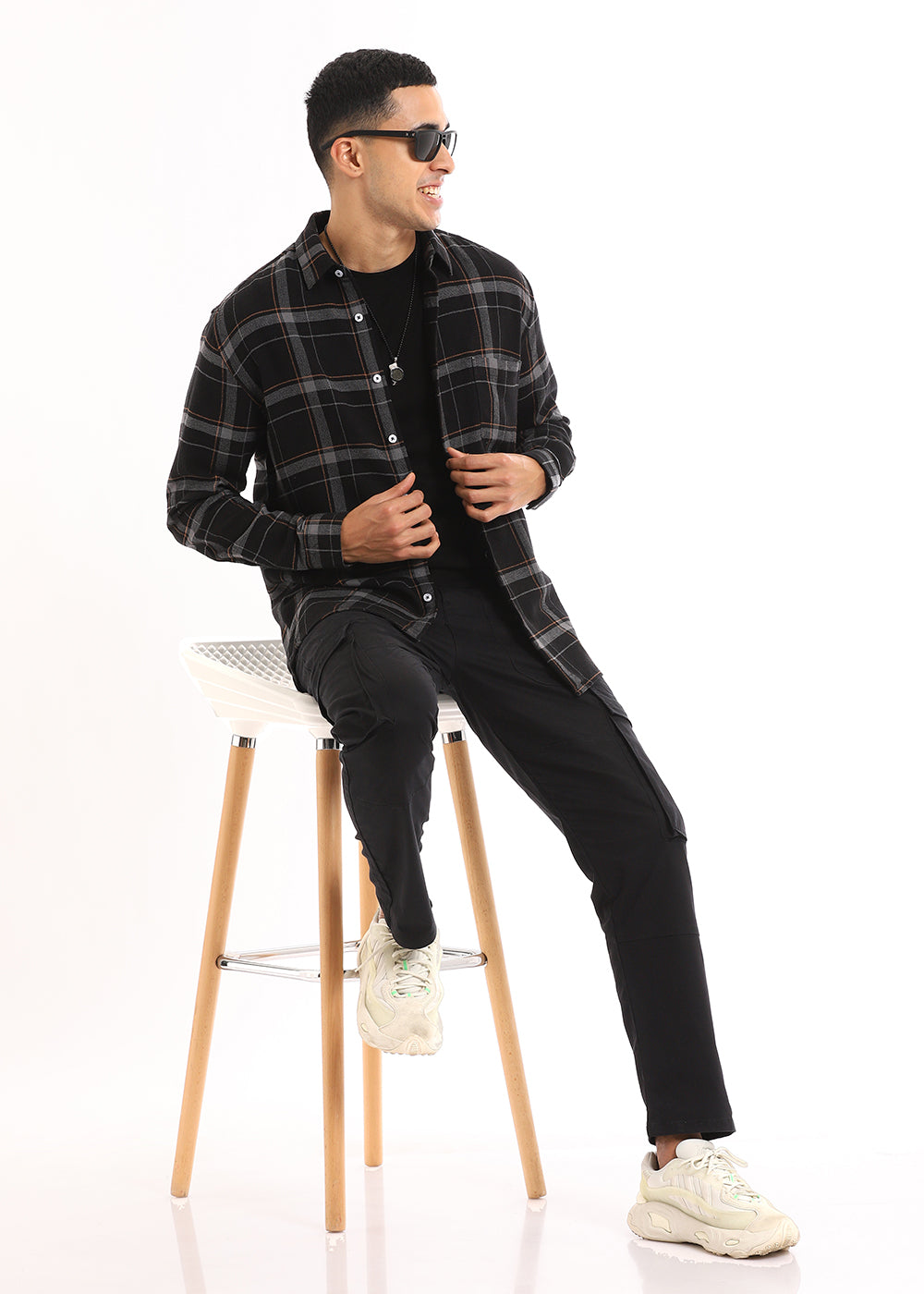 Dobby Charcoal Checked Shirt